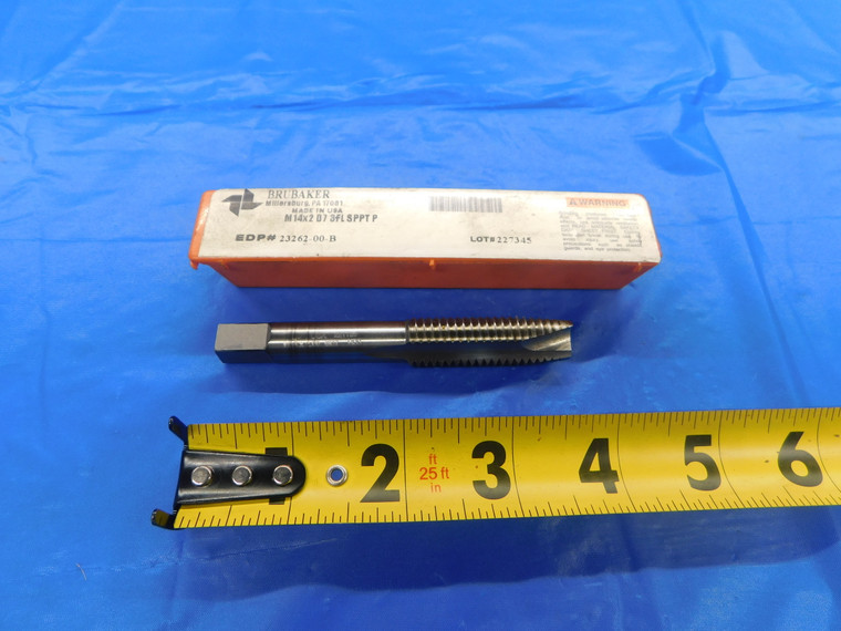 BRUBAKER M14 X 2 GD7 HSS SPIRAL POINT TAP 3 STRAIGHT FL 14 USA MADE 23262-00-B - AS1860BK2