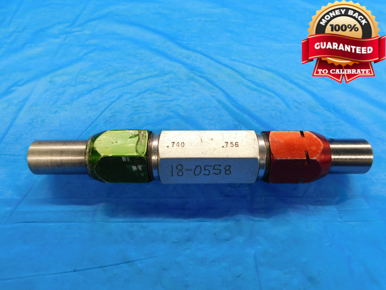 .7400 & .7560 PIN PLUG GAGE GO NO GO .7500 +.0060 3/4 19.202 mm .740 .756 CHECK - DW18141BB2
