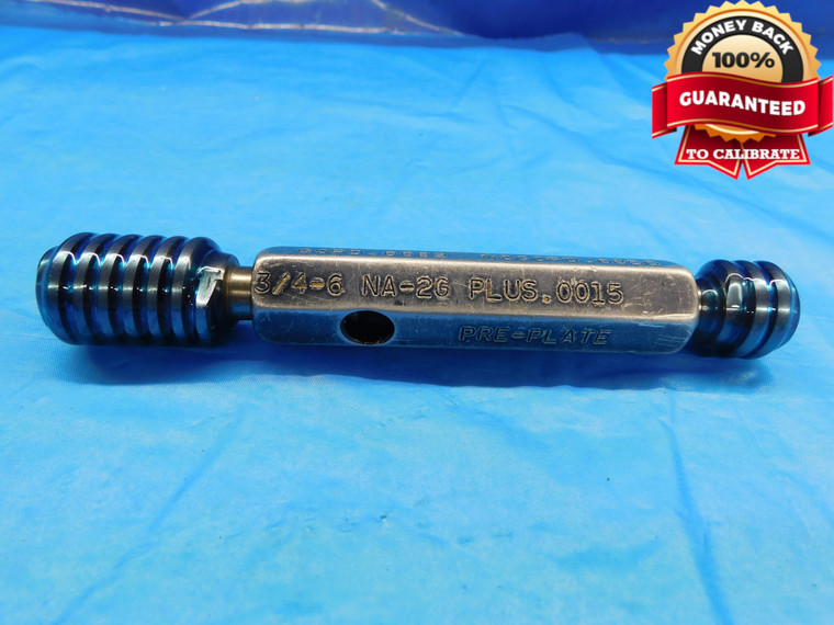 3/4 6 NA 2G LEFT HAND PREPLATE +.0015 THREAD PLUG GAGE .75 GO NOGO = .6682 .6856 - DW18261BP2