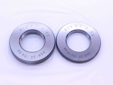 NEW M39 X 1.5 6g SOLID THREAD RING GAGES 39 GO NO GO P.D.'S = 37.994 ...