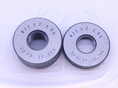 NEW M22 X 2.5 6g SOLID THREAD RING GAGES 22 GO NO GO P.D.'S = 20.334 ...