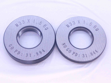 NEW M33 X 1.5 6g SOLID THREAD RING GAGES 33 GO NO GO P.D.'S = 31.994 ...