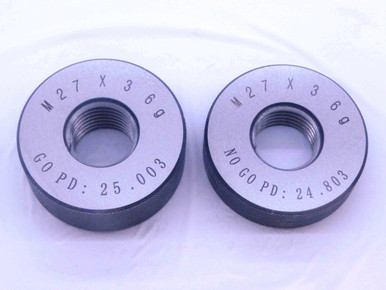 NEW M27 X 3 6g SOLID THREAD RING GAGES 27 3.0 GO NO GO P.D.'S = 25.003 ...