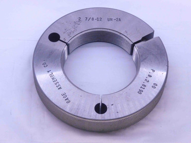 Machine Threads 2a 2 7/8 12 UN 2A THREAD RING GAGE 2.875 2.8750 GO ONLY P.D. = 2.8190 ...
