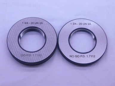 NEW 1 3/4 20 UN 2A SOLID THREAD RING GAGES 1.75 GO NO GO PD'S = 1.7160 ...
