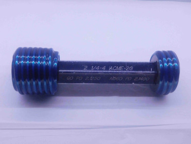 2 1/4 4 ACME 2G THREAD PLUG GAGE 2.25 4 GO NO GO P.D.'S = 2.1250 & 2. ...