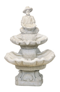 2 Tier Medium Seashell Boy Holding Lilypad Fountain