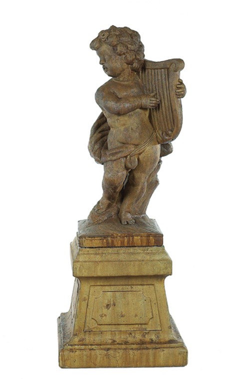 Standing Cherub Playing Harp Statue Only