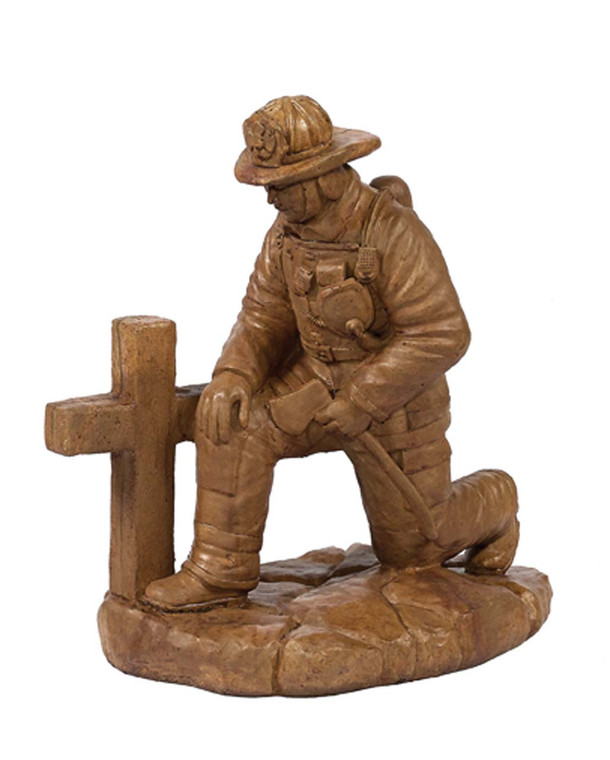 Kneeling Fireman at Cross