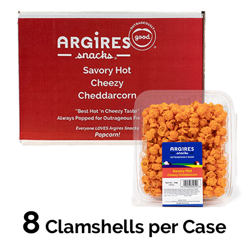 Savory Hot Cheddarcorn Popcorn - 7 oz Clamshell "CASE"