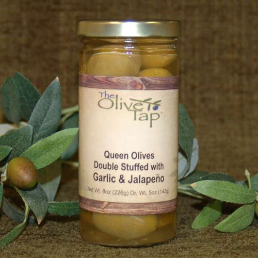Queen Olives Double Stuffed with Jalapeno and Garlic from The Olive Tap