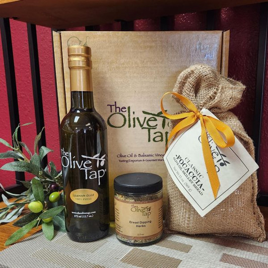 Focaccia Bread Baking & Dipping Kit with Extra Virgin Olive Oil from The Olive Tap