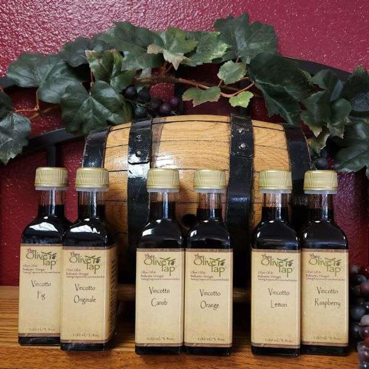 Carob Vincotto Vinegars with a Variety of Bottles from The Olive Tap