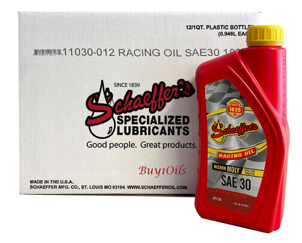 Schaeffer 011030-012 Micron Moly Racing Oil SAE 30 (12-Quarts)