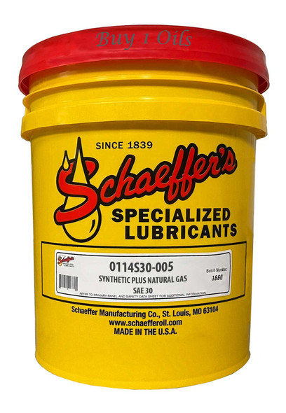 Schaeffer 114S Synthetic Plus Natural Gas SAE 30 | 5-Gallons