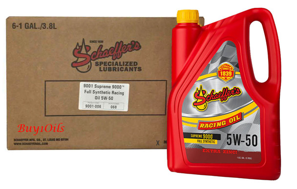 Schaeffer 9001-006 Supreme 9000 Full Synthetic Racing Oil 5W-50 (6-Gallons)
