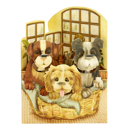 SC150 – Swing Cards - Puppies In A Basket