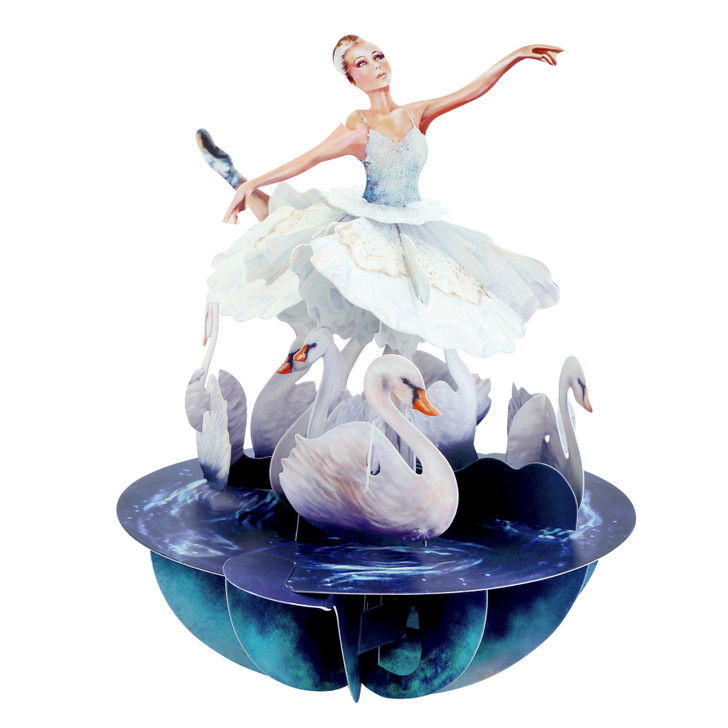 3D Pop-Up Card - Swan Lake Ballet Spinning Pirouette Card - Luxury Greetings Card For Her, For Birthday, For Mother's Day