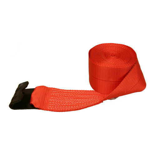 4" x 30' Winch Strap w/ Flat Hook - Red