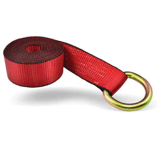 2" x 10' Lasso Strap w/ Circle D-Ring (Wraps Around Tire) - Red