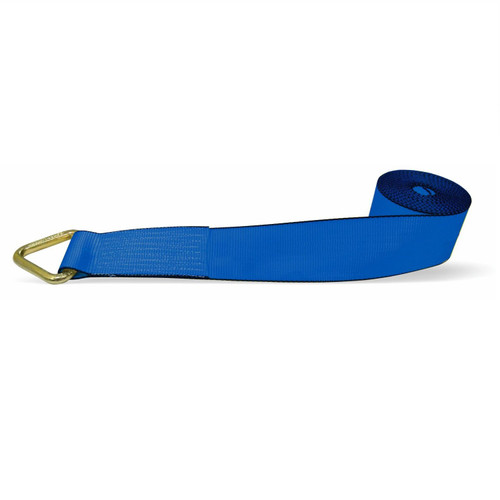 4" x 30' Winch Strap w/ V-Ring - Blue