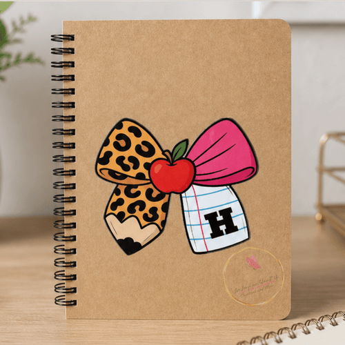 Personalized Apple & Leopard Print Bow Notebook