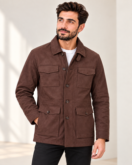 Viramano Men's Suede-Look Field Jacket