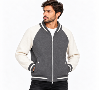 Viramano Men’s Charcoal & Ivory Varsity Zip Jacket