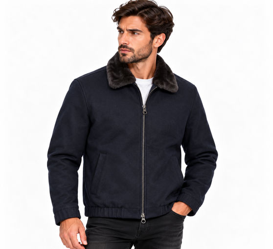 Viramano Men’s Jacket with Plush Collar