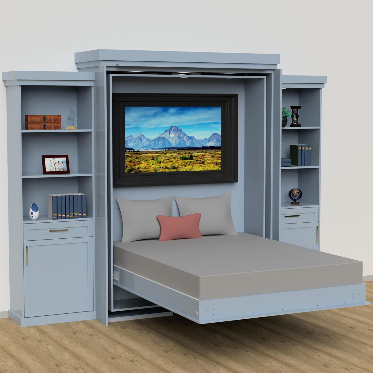 An innovative and stylish revolving murphy bed
