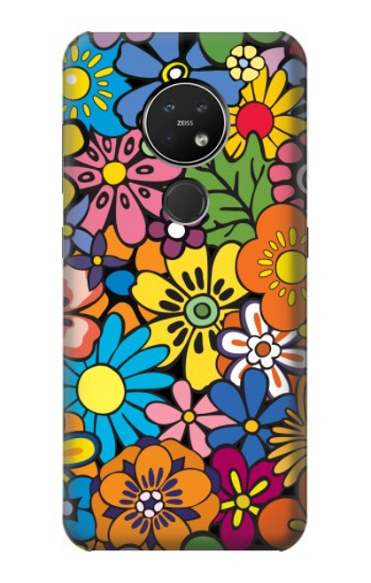 S3281 Colorful Hippie Flowers Pattern Funda Carcasa Case para Nokia 7.2