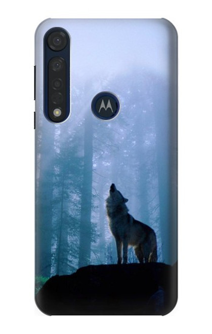 S0935 Wolf Howling in Forest Funda Carcasa Case para Motorola Moto G8 Plus