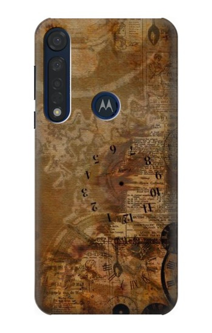 S3456 Vintage Paper Clock Steampunk Funda Carcasa Case para Motorola Moto G8 Plus