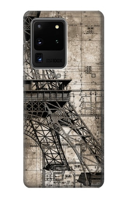 S3416 Eiffel Tower Blueprint Funda Carcasa Case para Samsung Galaxy S20 Ultra