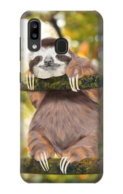S3138 Cute Baby Sloth Paint Funda Carcasa Case para Samsung Galaxy A20, Galaxy A30