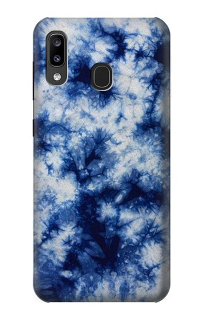 S3439 Fabric Indigo Tie Dye Funda Carcasa Case para Samsung Galaxy A20, Galaxy A30