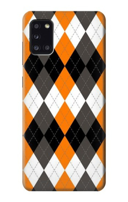 S3421 Black Orange White Argyle Plaid Funda Carcasa Case para Samsung Galaxy A31