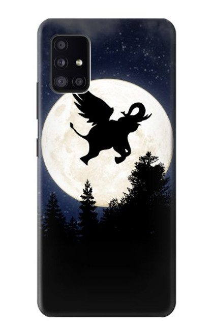 S3323 Flying Elephant Full Moon Night Funda Carcasa Case para Samsung Galaxy A41