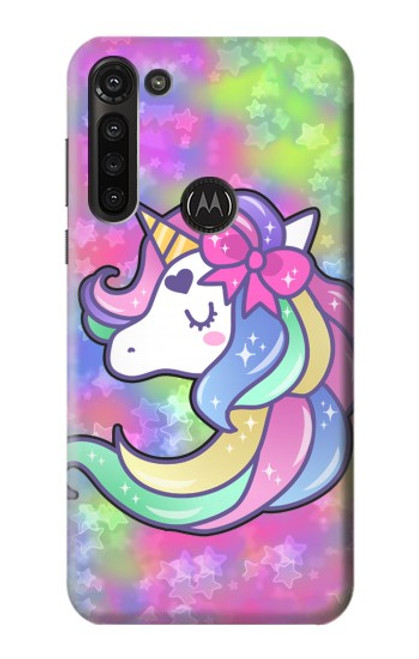 S3264 Pastel Unicorn Funda Carcasa Case para Motorola Moto G8 Power