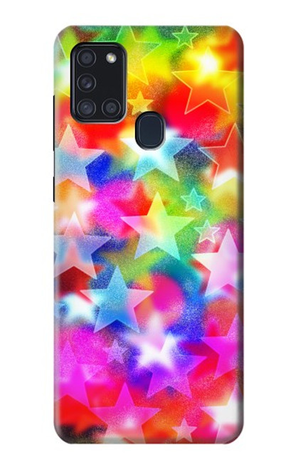 S3292 Colourful Disco Star Funda Carcasa Case para Samsung Galaxy A21s