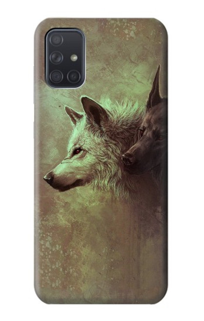 S0931 White Black Wolf Funda Carcasa Case para Samsung Galaxy A71 5G