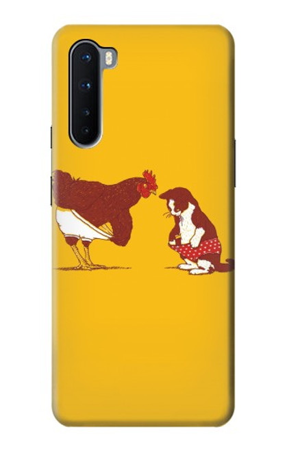 S1093 Rooster and Cat Joke Funda Carcasa Case para OnePlus Nord