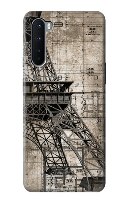S3416 Eiffel Tower Blueprint Funda Carcasa Case para OnePlus Nord