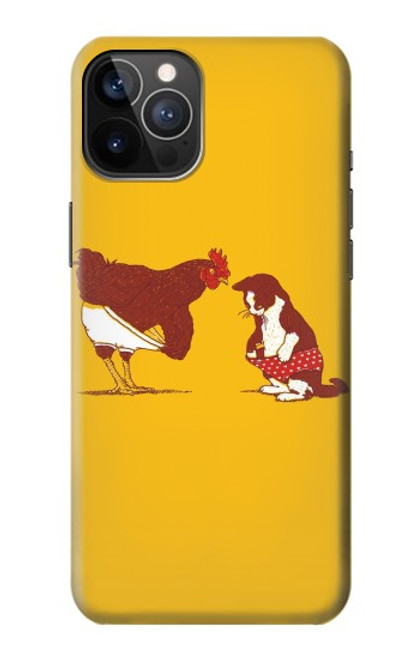 S1093 Rooster and Cat Joke Funda Carcasa Case para iPhone 12, iPhone 12 Pro