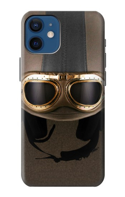 S2645 Vintage Brown Goggles Motorcycle Helmet Funda Carcasa Case para iPhone 12 mini