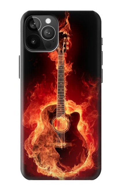 S0415 Fire Guitar Burn Funda Carcasa Case para iPhone 12 Pro Max