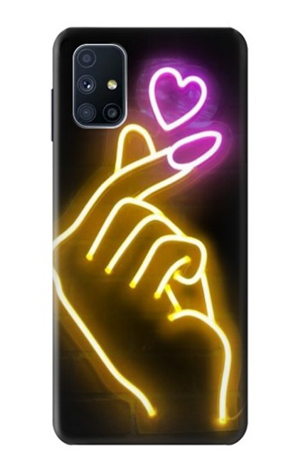 S3512 Cute Mini Heart Neon Graphic Funda Carcasa Case para Samsung Galaxy M51