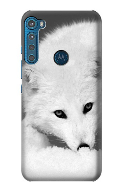 S2569 White Arctic Fox Funda Carcasa Case para Motorola One Fusion+