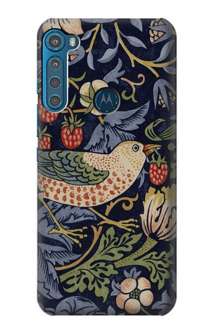 S3791 William Morris Strawberry Thief Fabric Funda Carcasa Case para Motorola One Fusion+