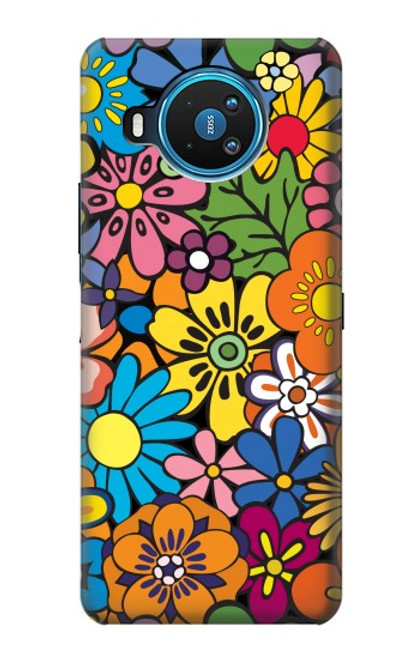 S3281 Colorful Hippie Flowers Pattern Funda Carcasa Case para Nokia 8.3 5G